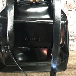 gucci black patent leather handbag